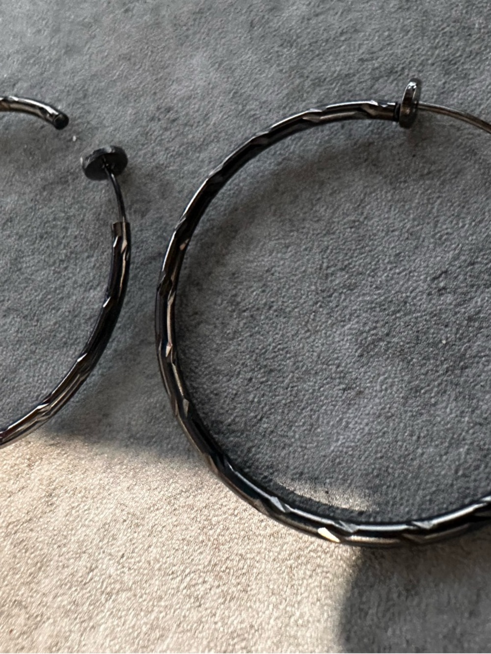 Textured Gunmetal Hoop Earrings